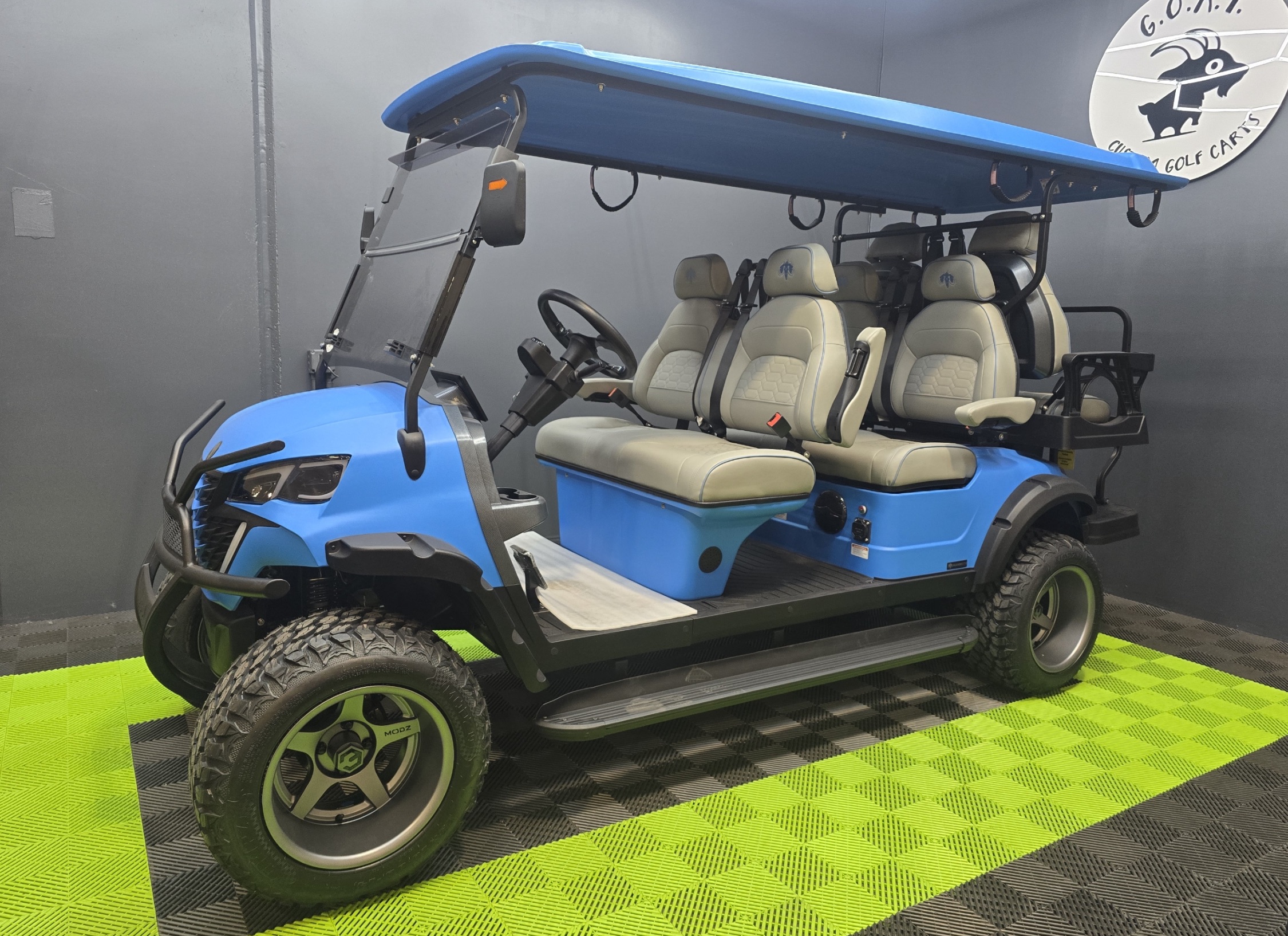 2025 MammothEV XR6 Matte Sky Blue With Gray Seats & Color Matched Stitch